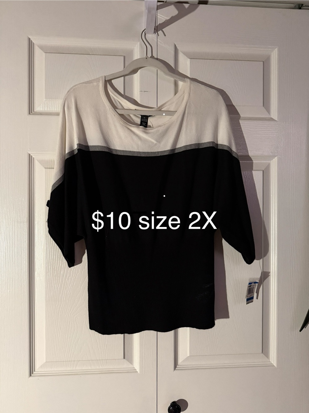 Style & Co. Black and White Colorblock Women's Top